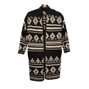 Knox Rose Cardigan Longline Boho Southwest Black and White 958